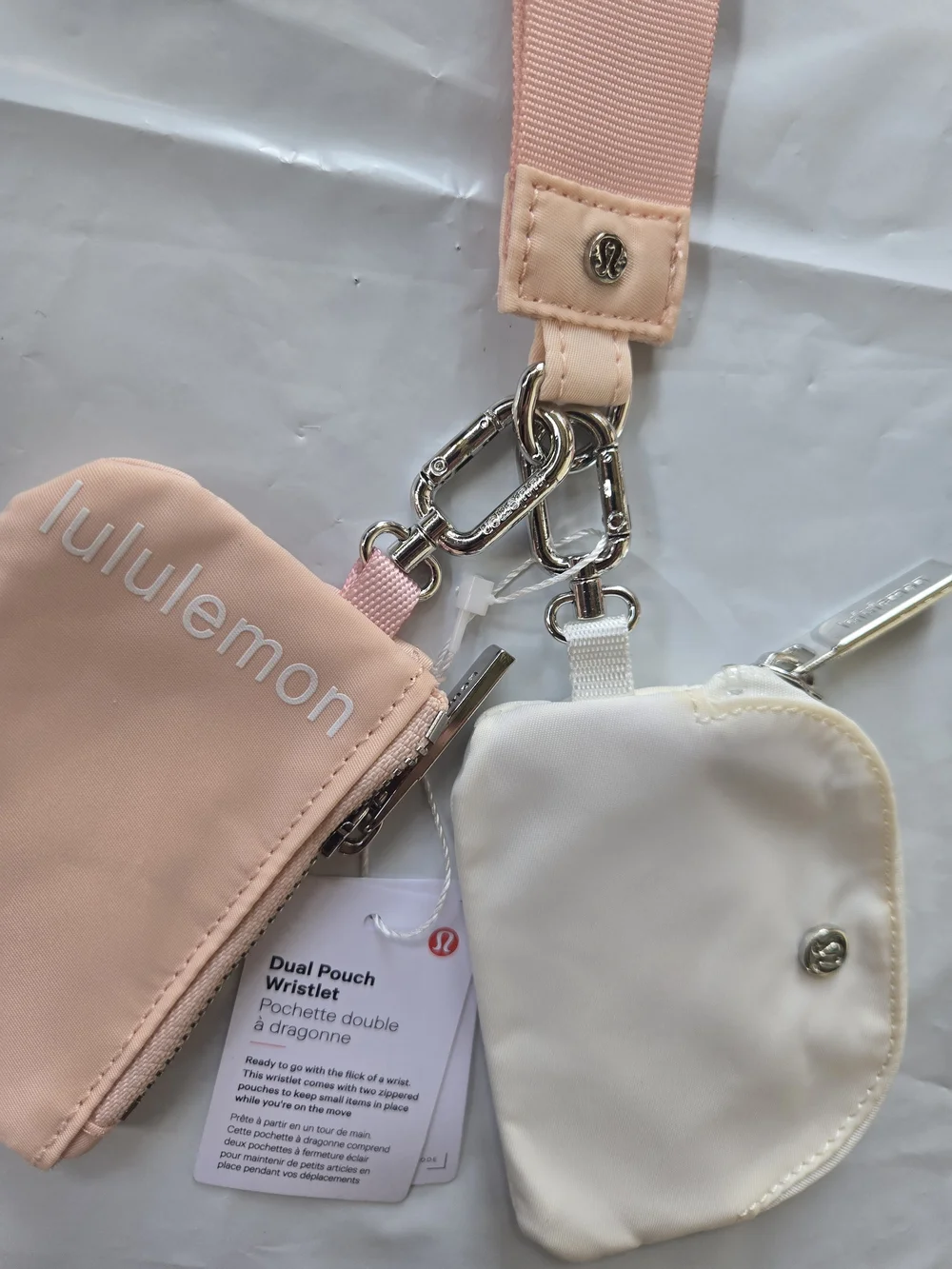 lululemon Dual Pouch Wrislet PASTEL PINK AND CREAM